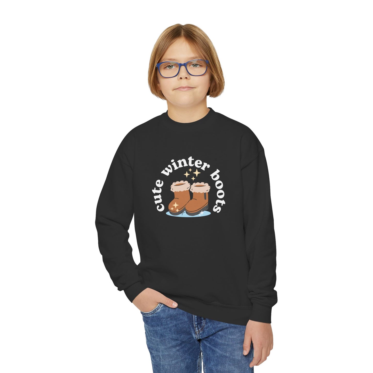 “Cute Winter Boots” Youth Sweatshirt