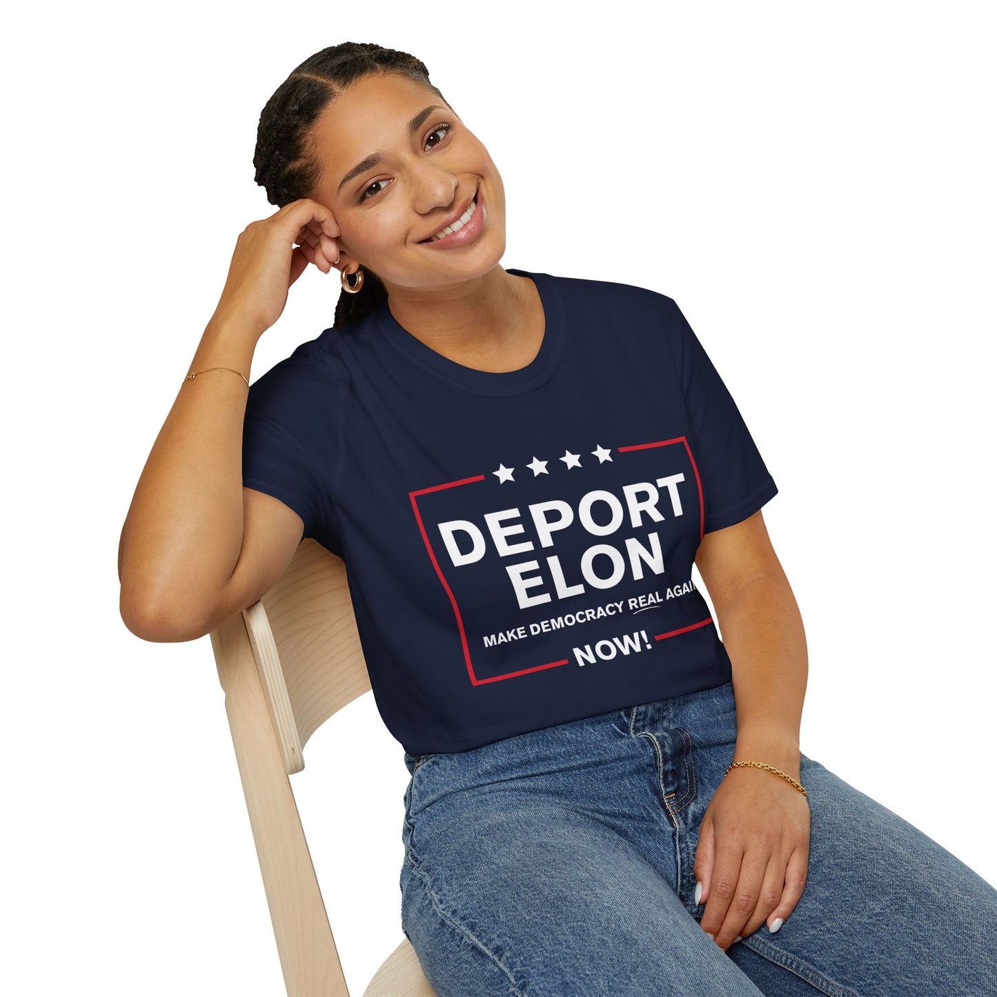 "Deport Elon Make Democracy Real Again" Unisex T-Shirt