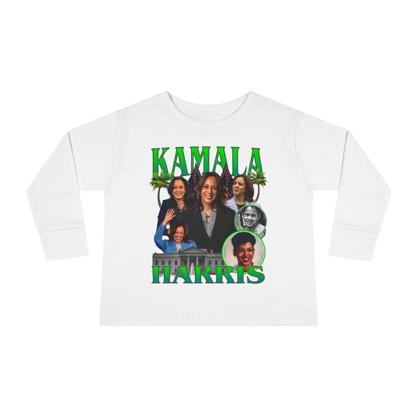 Kamala Harris / 1990s Bootleg Hip-Hop Style Toddler Long Sleeve Tee