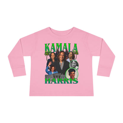 Kamala Harris / 1990s Bootleg Hip-Hop Style Toddler Long Sleeve Tee