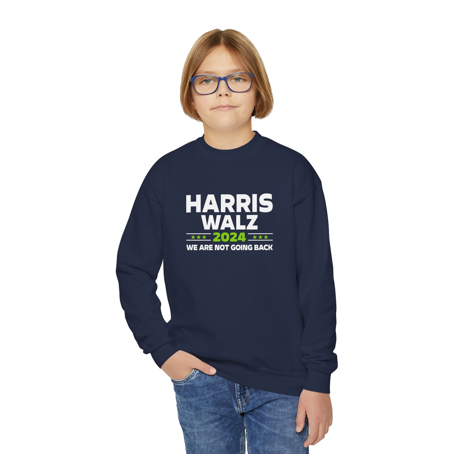 “Harris Walz 2024 (Brat Green)” Youth Sweatshirt