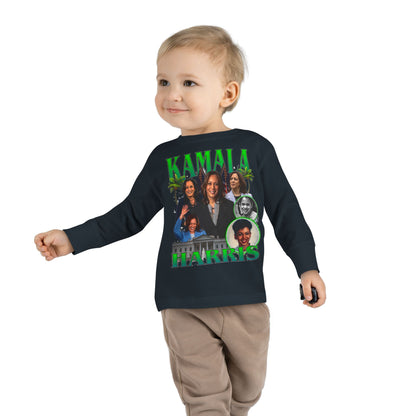 Kamala Harris / 1990s Bootleg Hip-Hop Style Toddler Long Sleeve Tee