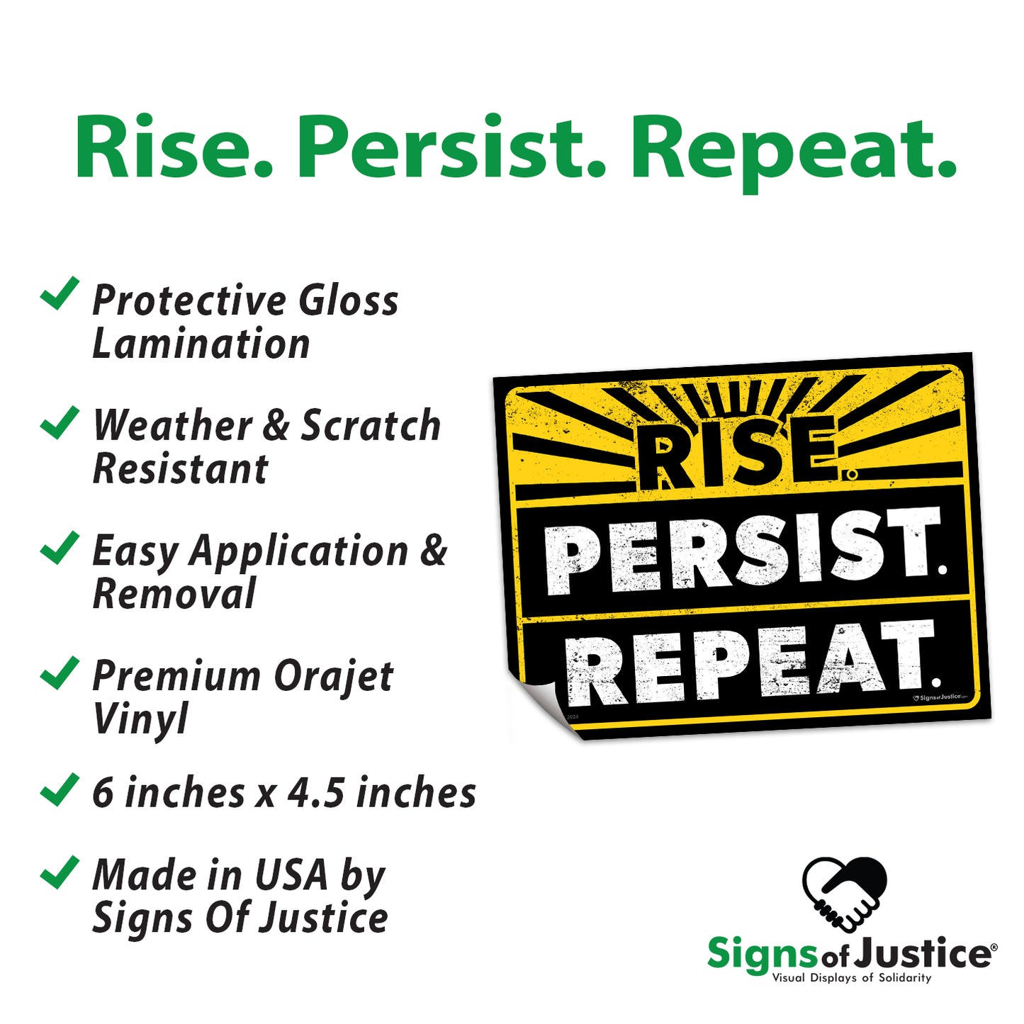 "Rise Persist Repeat" Bumper Stickers