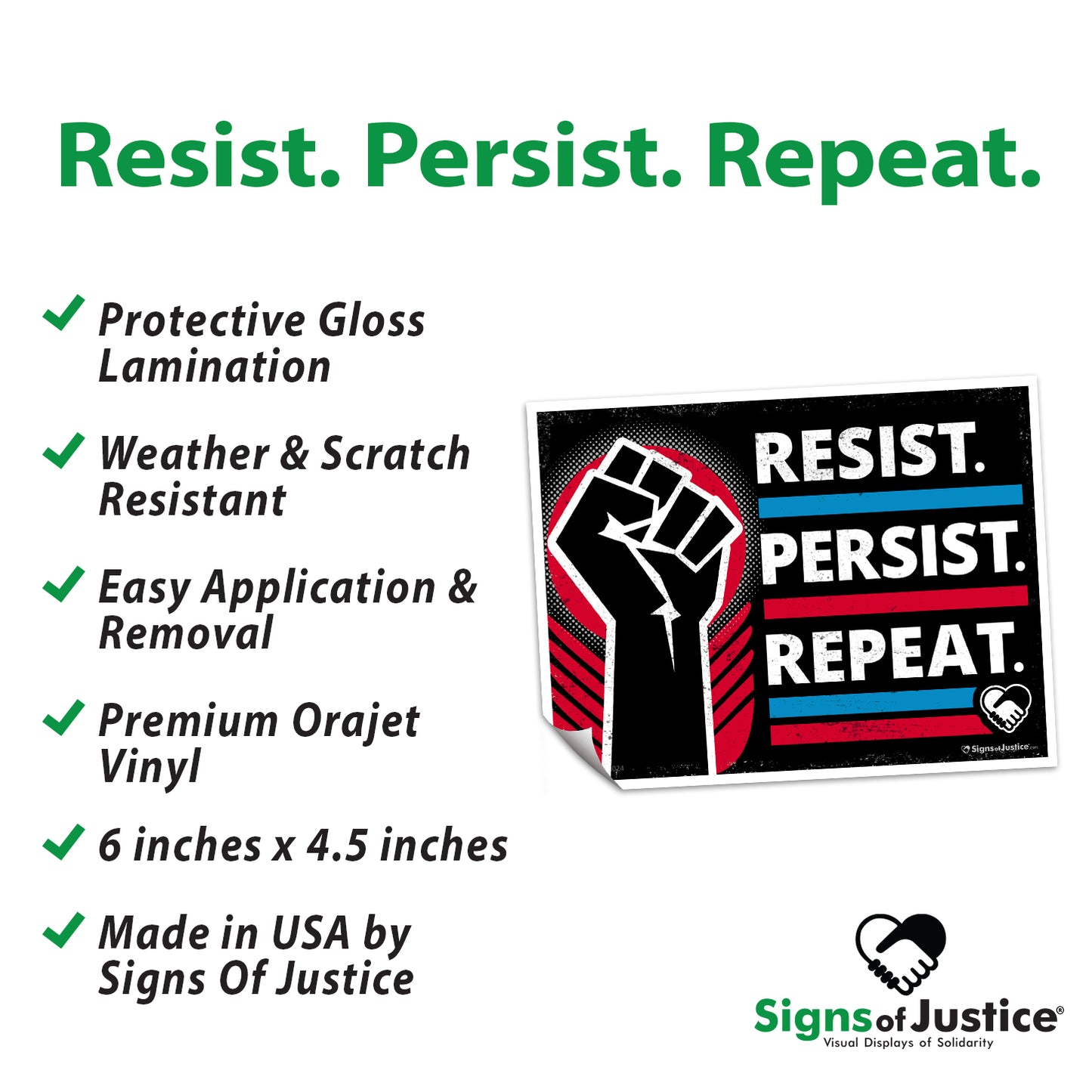 "Resist Persist Repeat" Bumper Stickers