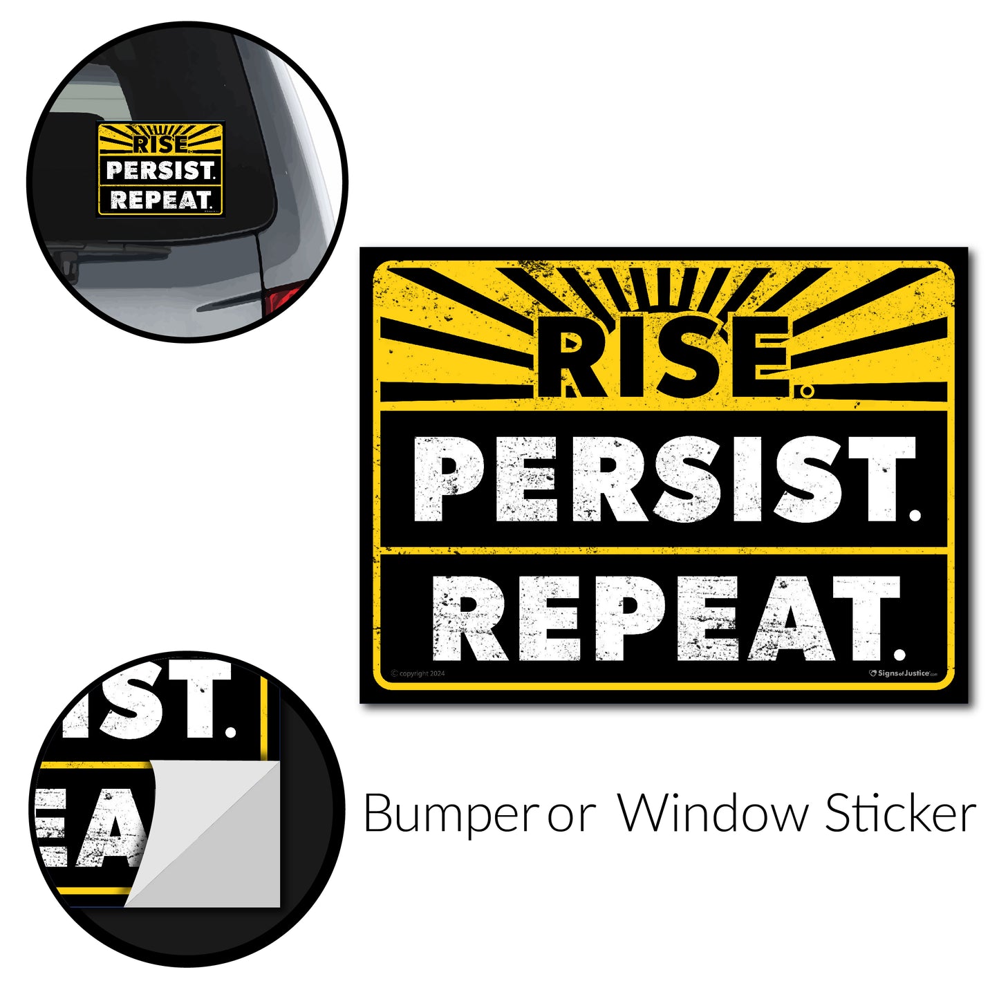 "Rise Persist Repeat" Bumper Stickers