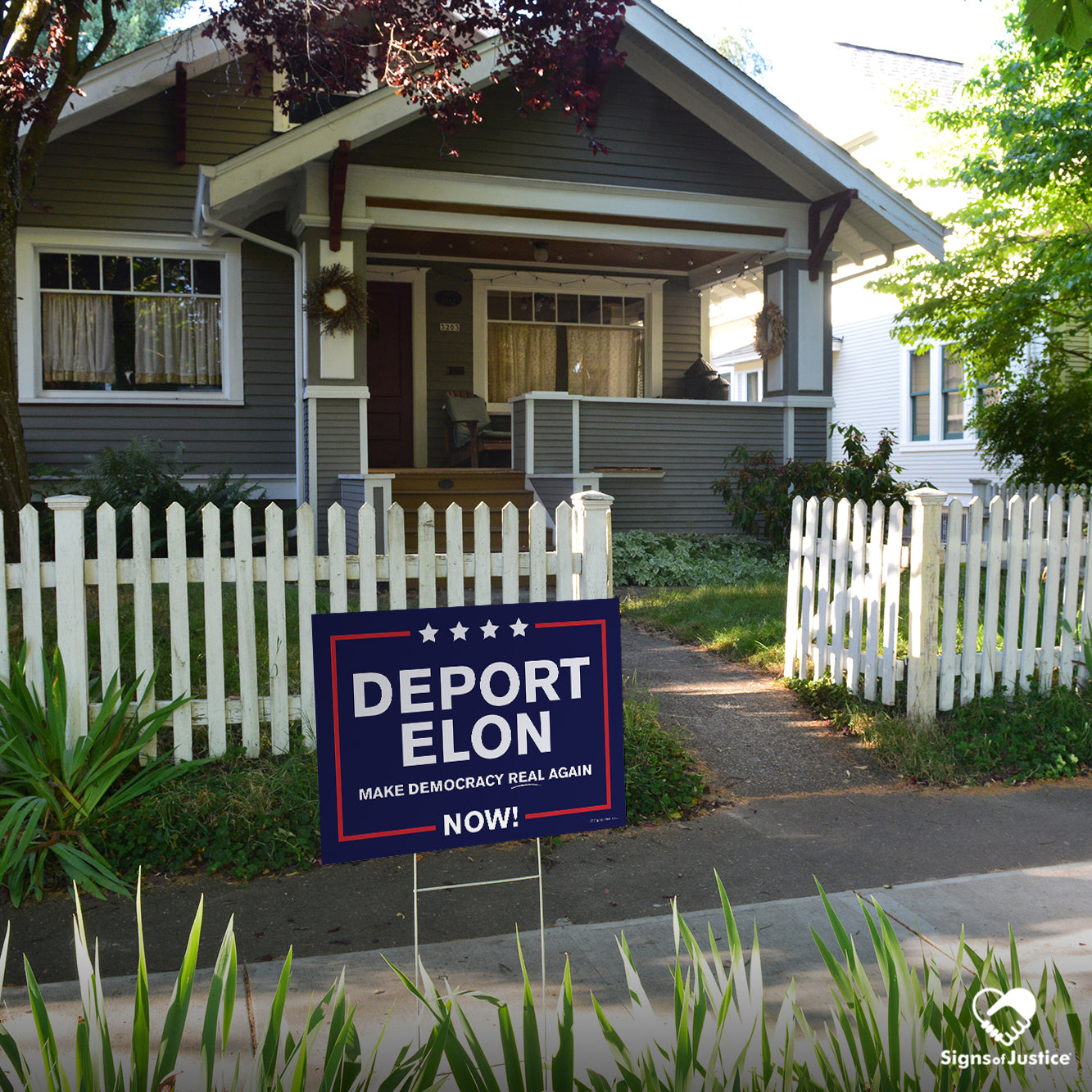 "Deport Elon Make Democracy Real Again" Yard Sign