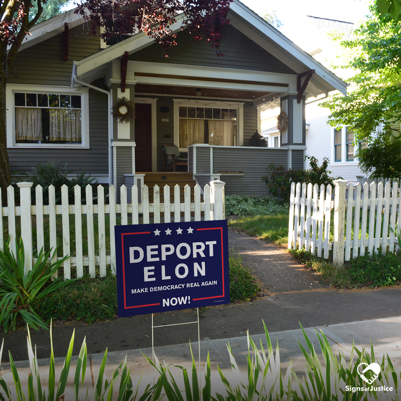 "Deport Elon Make Democracy Real Again" Yard Sign