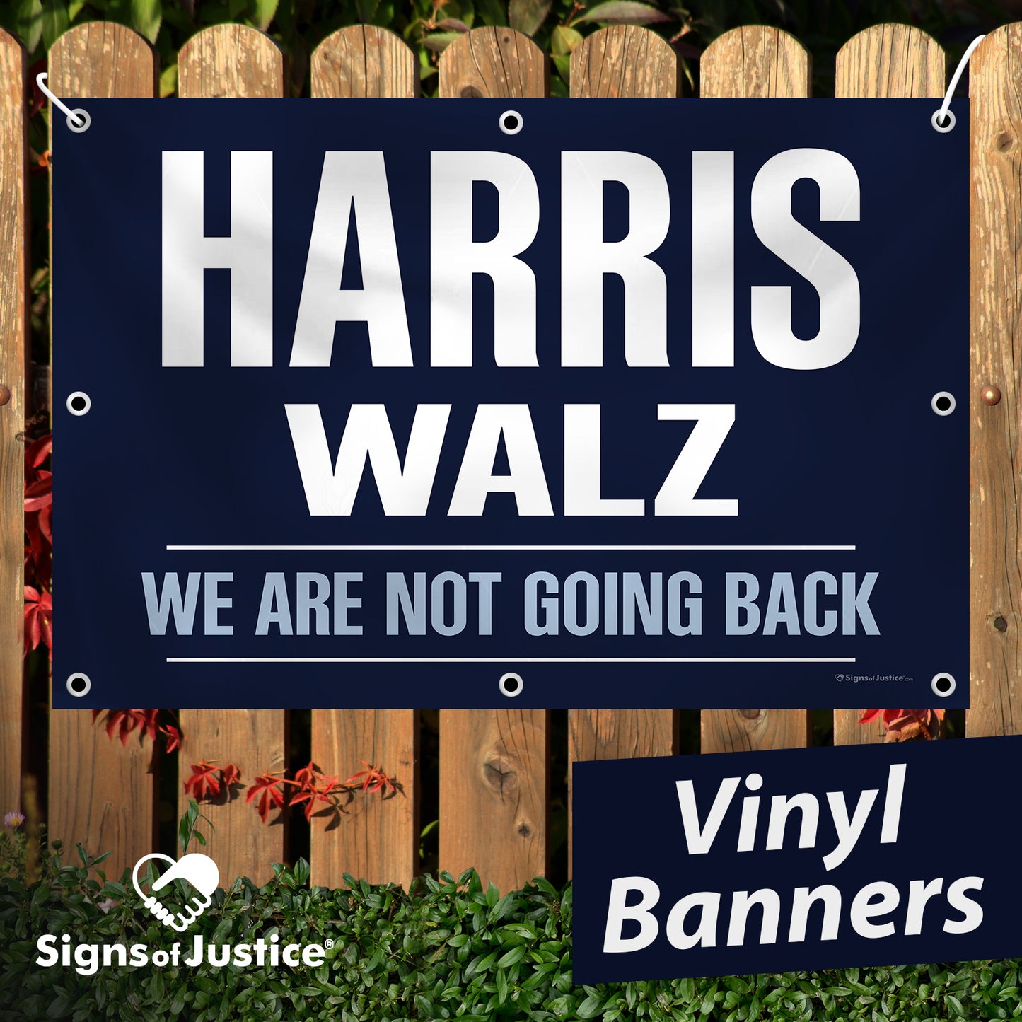 "Harris Walz - We Are Not Going Back Campaign Vinyl Banner